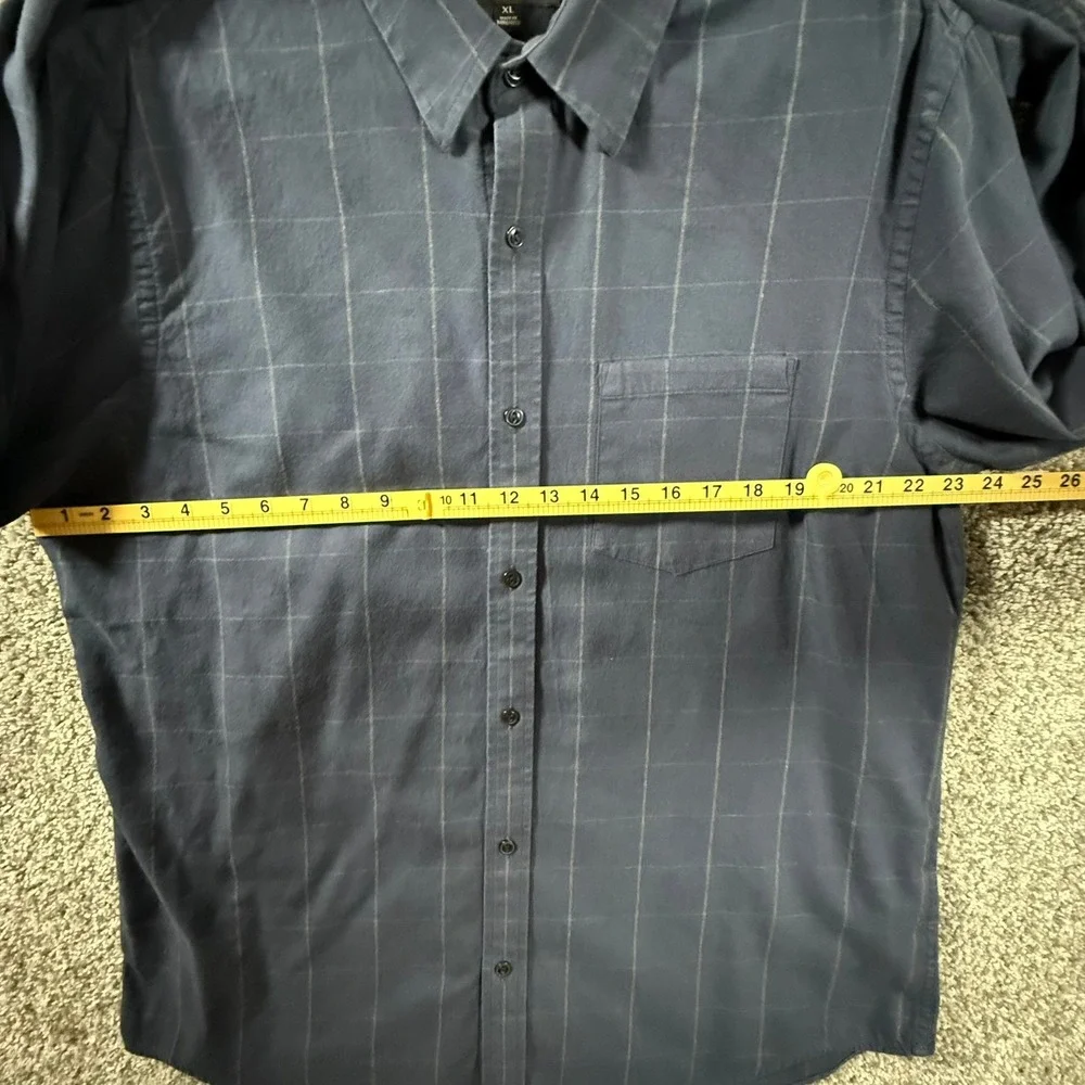 Banana Republic Mens XL Slim Fit Navy Blue Windowpane Cotton Button Down Shirt